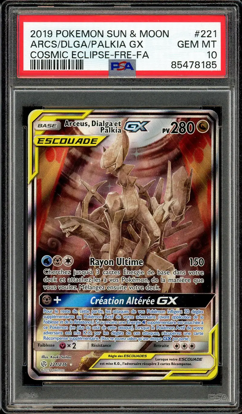 PSA 10 Arceus, Dialga et Palkia Gx