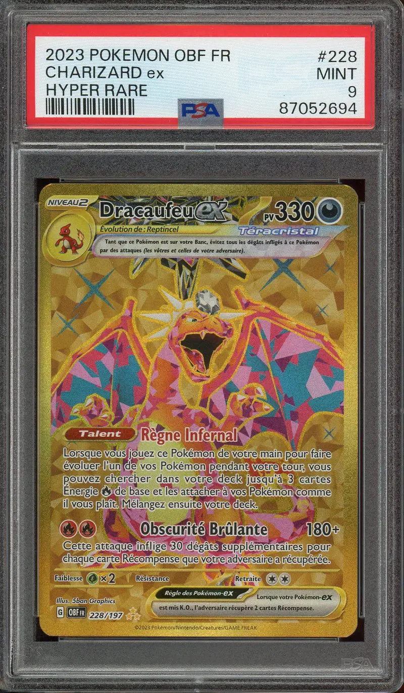 PSA 9 Dracaufeu Ex Gold