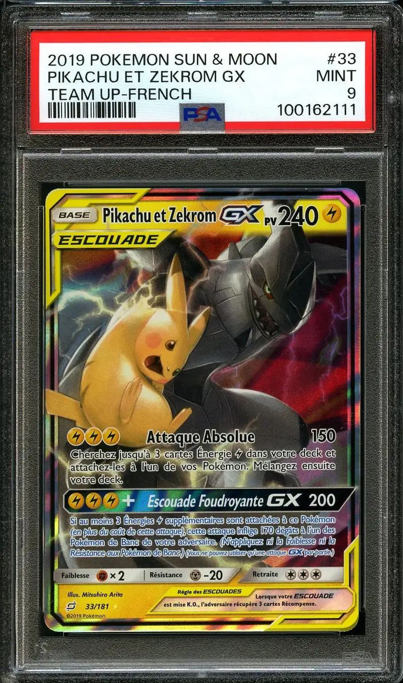 PSA 9 Pikachu et Zekrom Gx