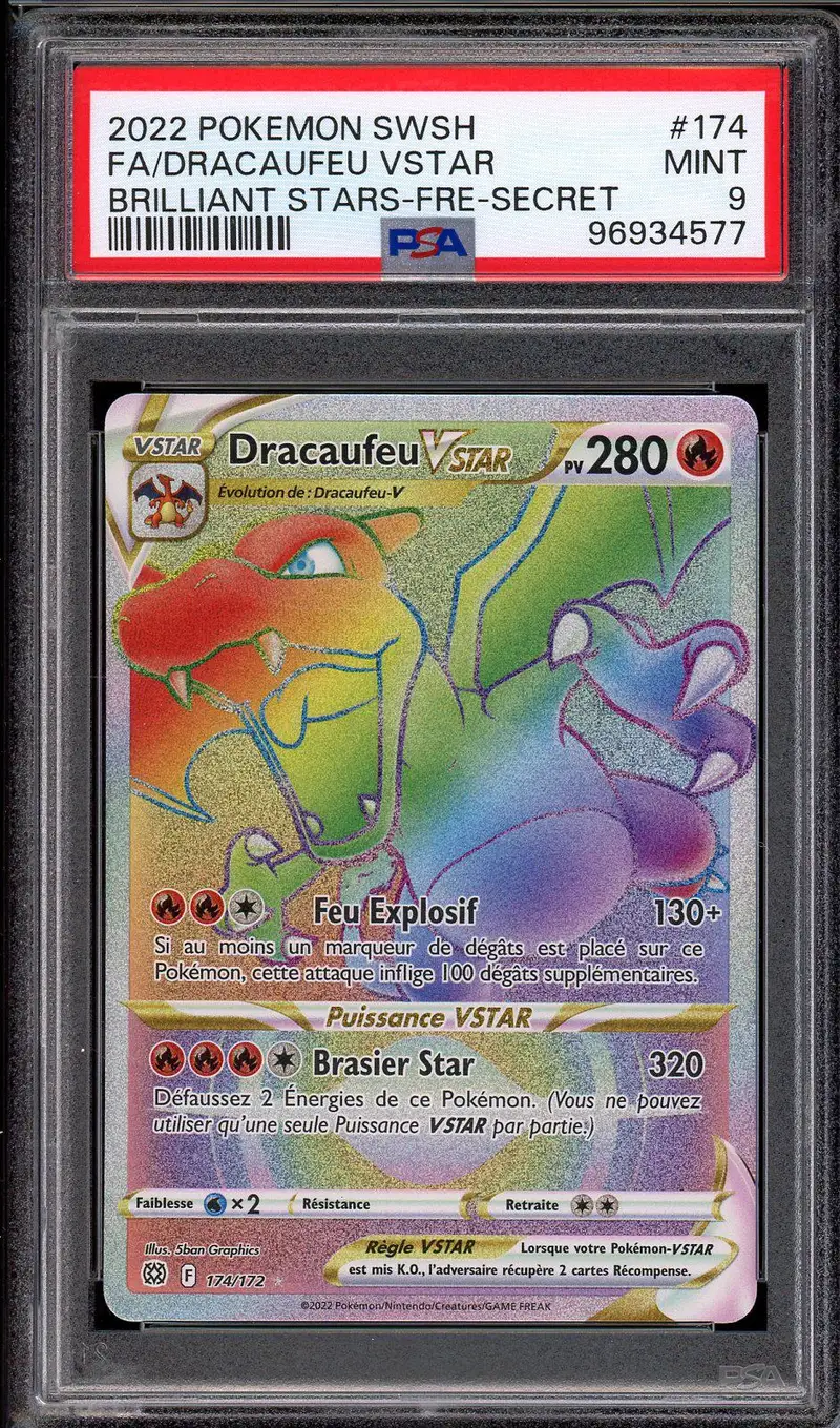 PSA 9 Dracaufeu VStar Rainbow