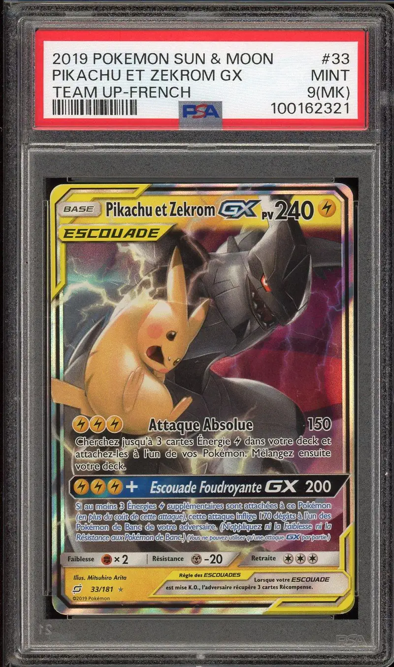 PSA 9 Pikachu et Zekrom Gx
