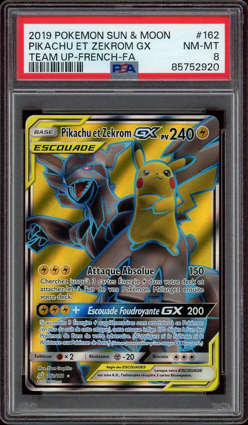 PSA 8 Pikachu et Zekrom Gx