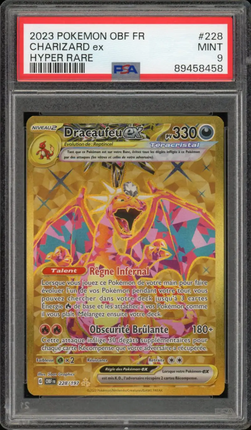 PSA 9 Dracaufeu Ex Gold