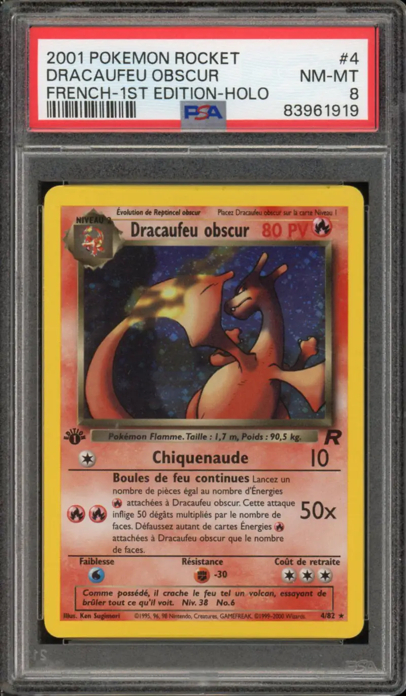 PSA 8 Dracaufeu Obscur Holo
