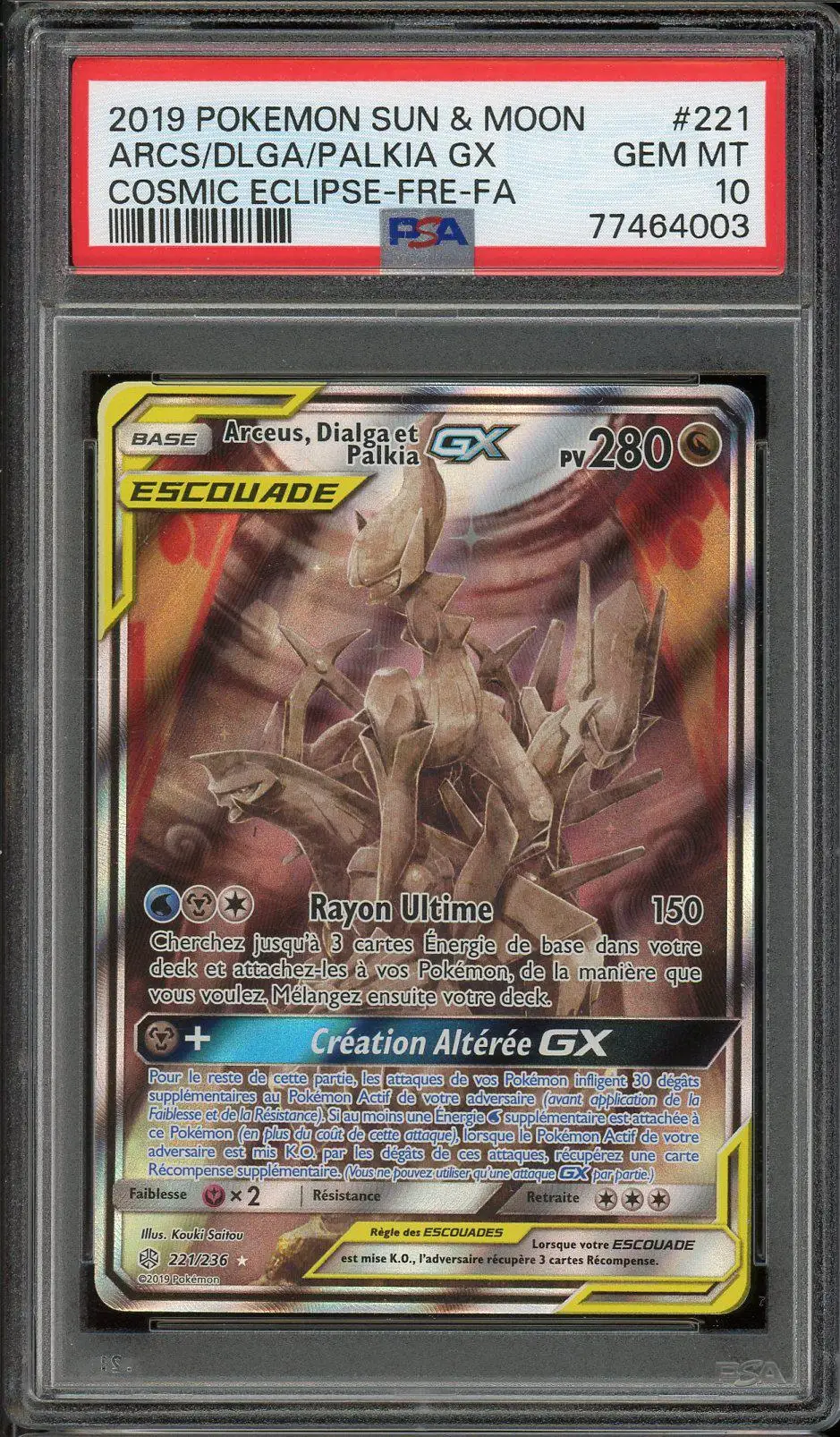 PSA 10 Arceus, Dialga et Palkia Gx