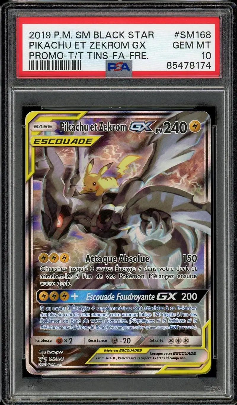 PSA 10 Pikachu et Zekrom GX