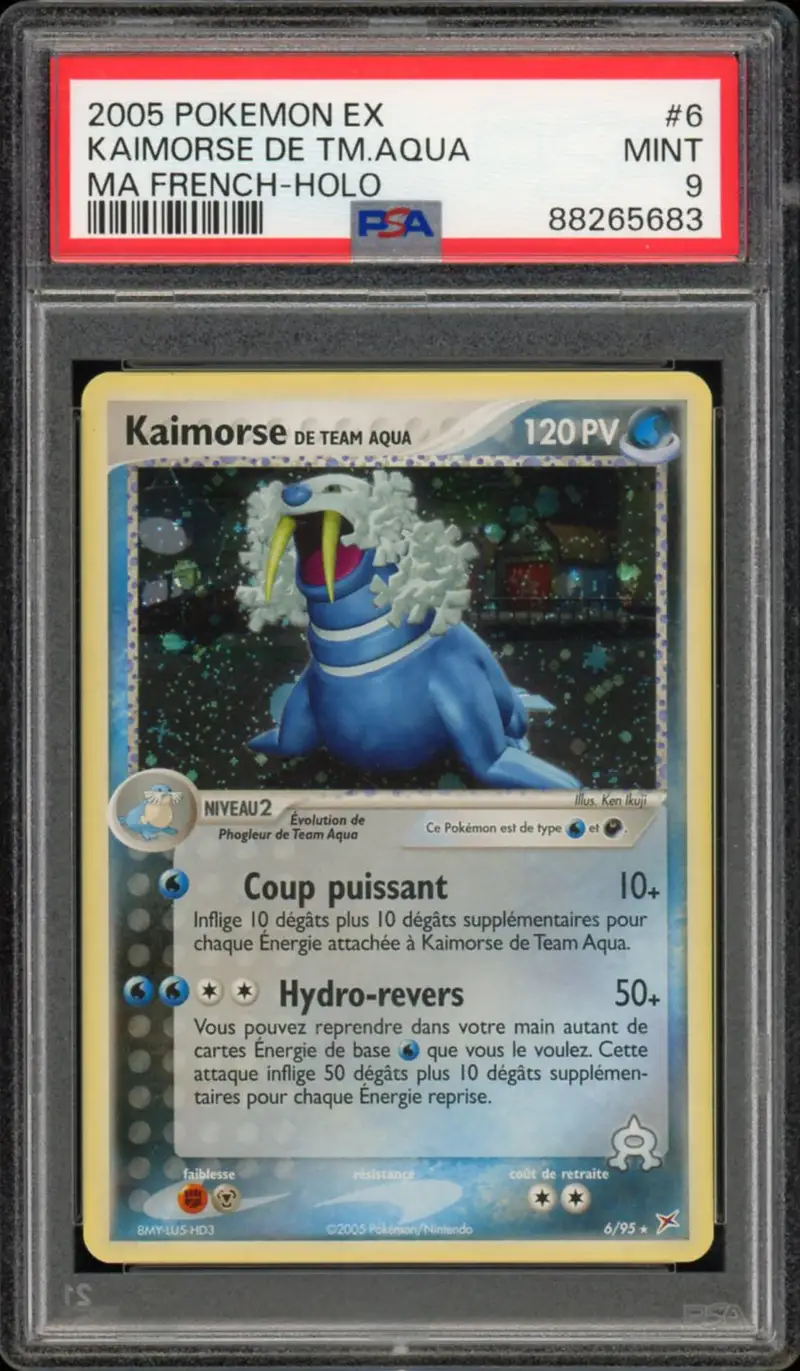 PSA 9 Kaimorse de Team Aqua Holo