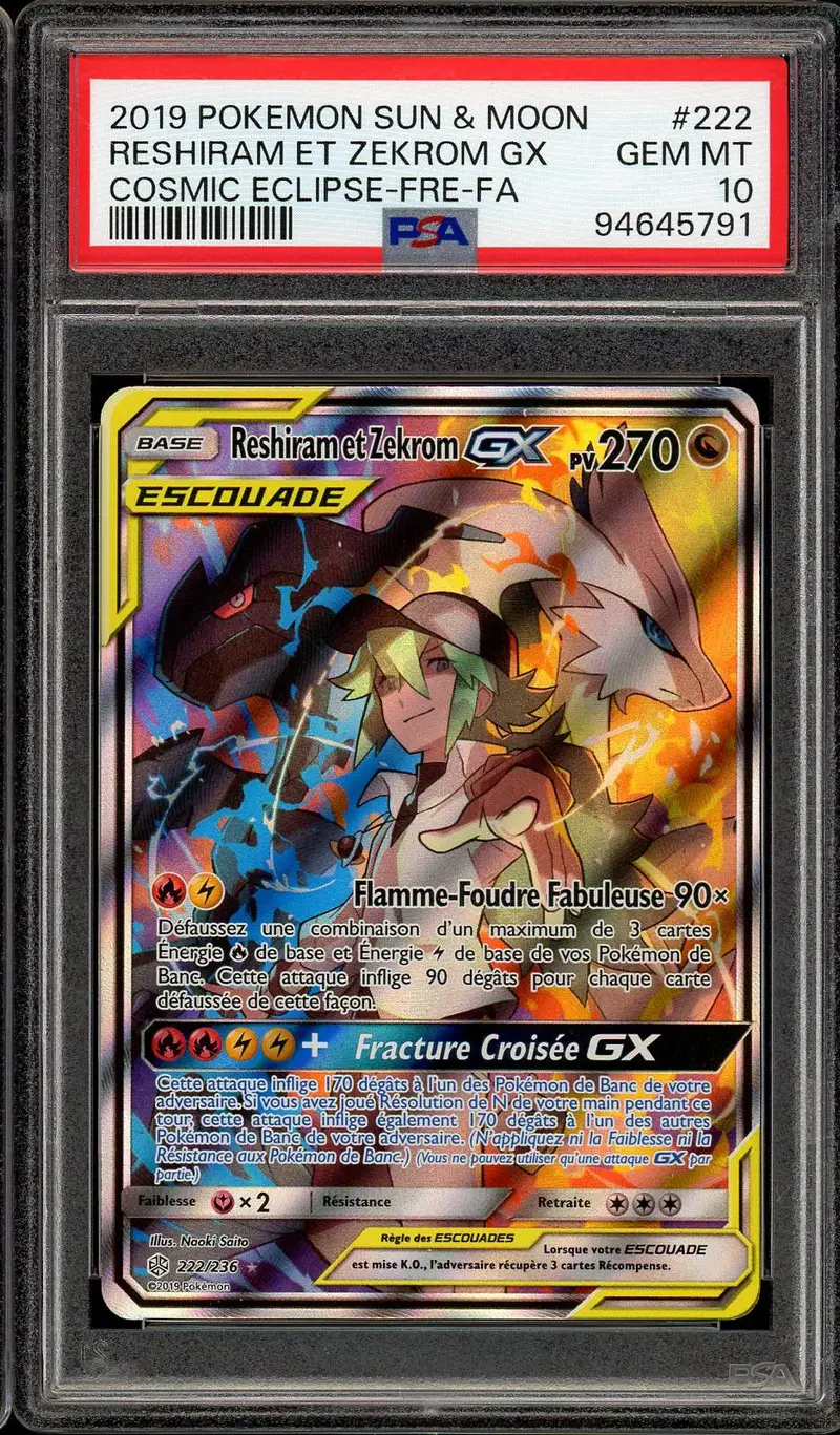 PSA 10 Reshiram et Zekrom Gx