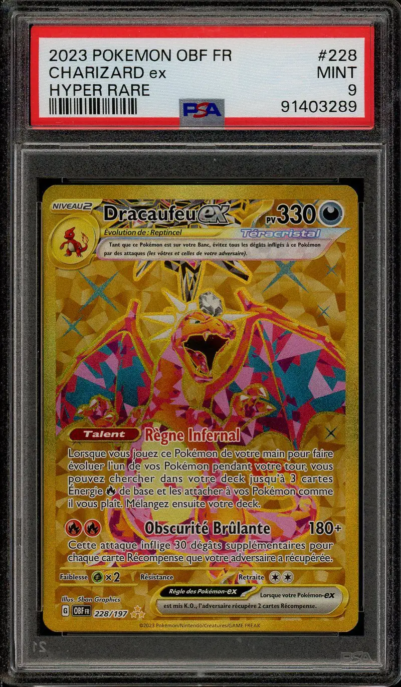 PSA 9 Dracaufeu Ex Gold