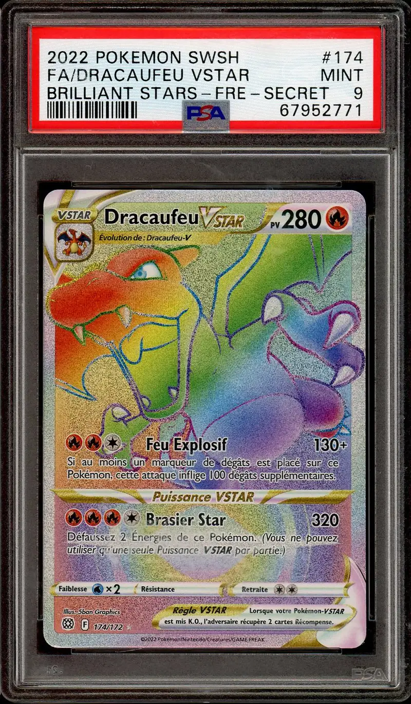 PSA 9 Dracaufeu VStar Rainbow