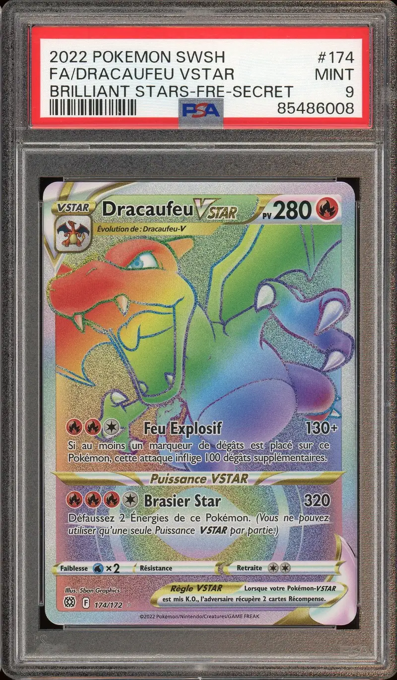 PSA 9 Dracaufeu VStar Rainbow