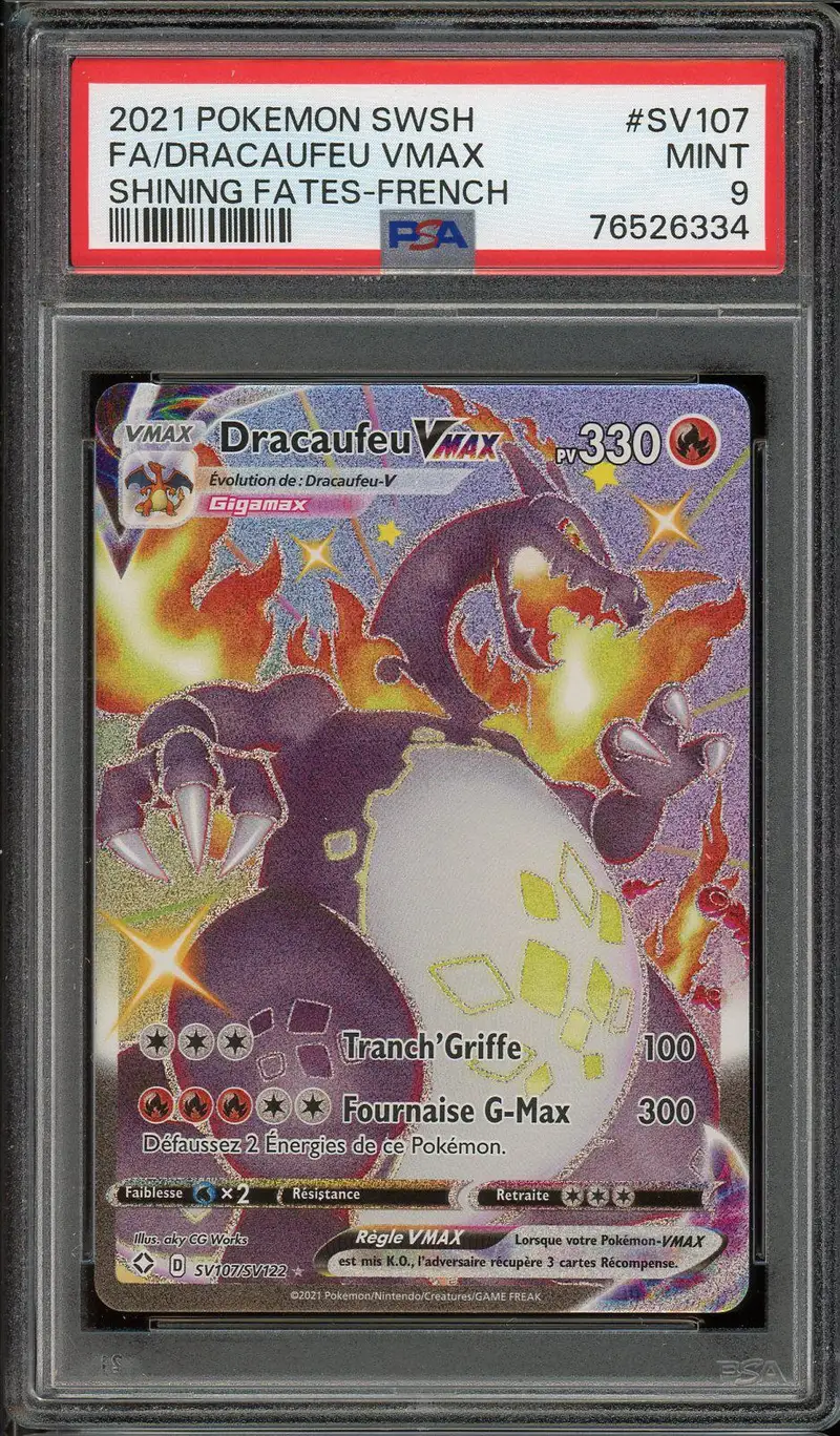 PSA 9 Dracaufeu VMax Shiny