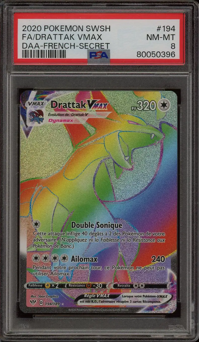 PSA 8 Drattak VMax Rainbow