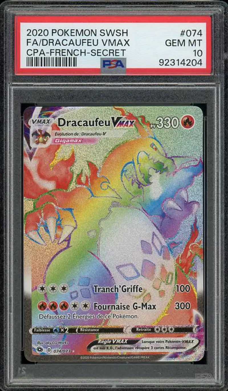 PSA 10 Dracaufeu VMax Rainbow