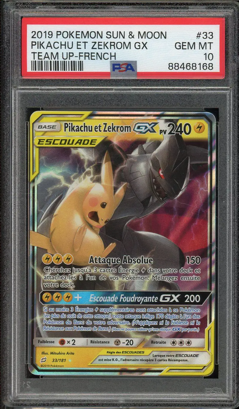 PSA 10 Pikachu et Zekrom Gx