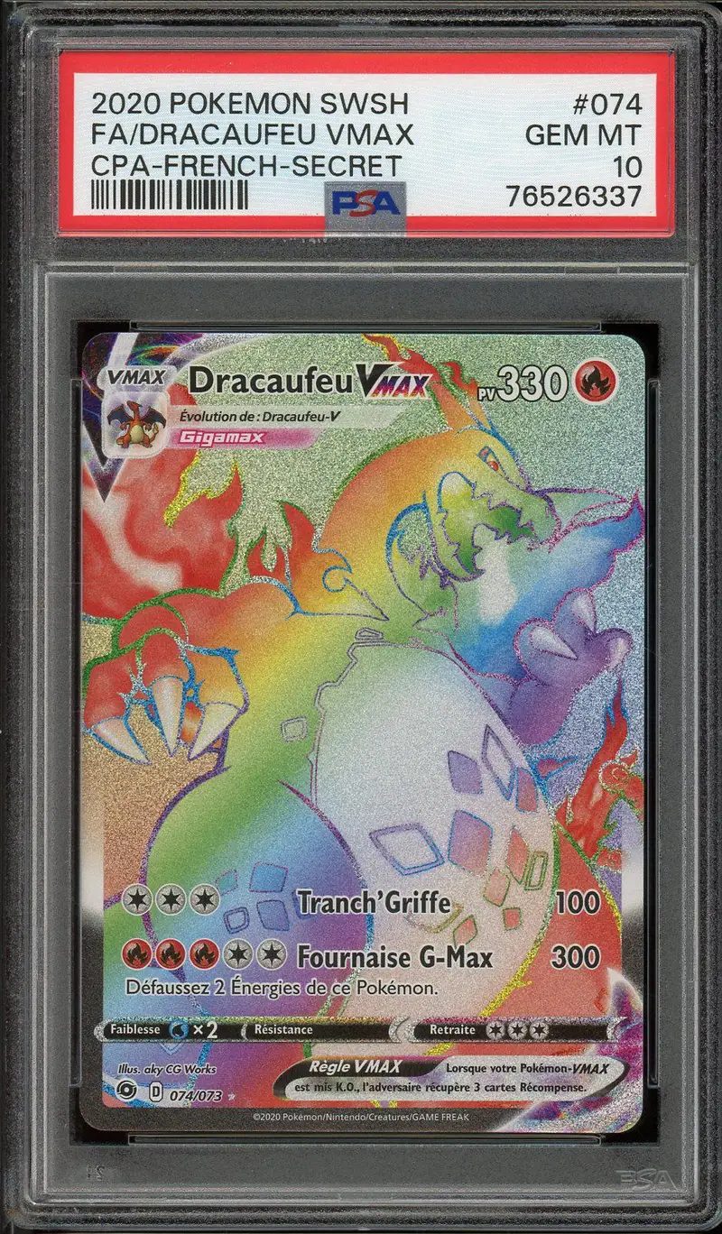 PSA 10 Dracaufeu VMax Rainbow