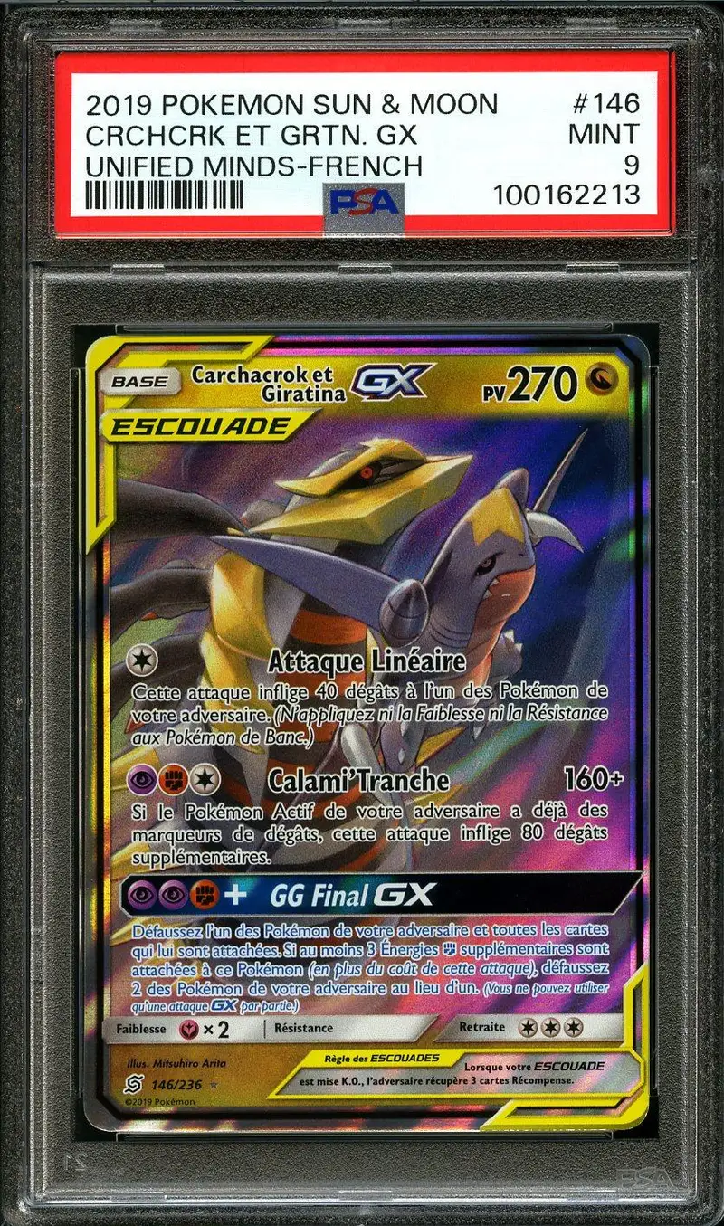 PSA 9 Carchacrok et Giratina Gx