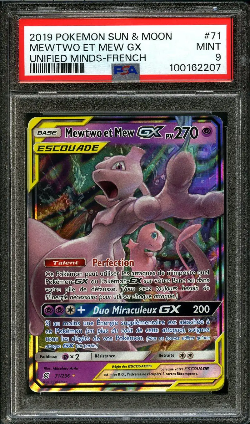 PSA 9 Mewtwo et Mew Gx