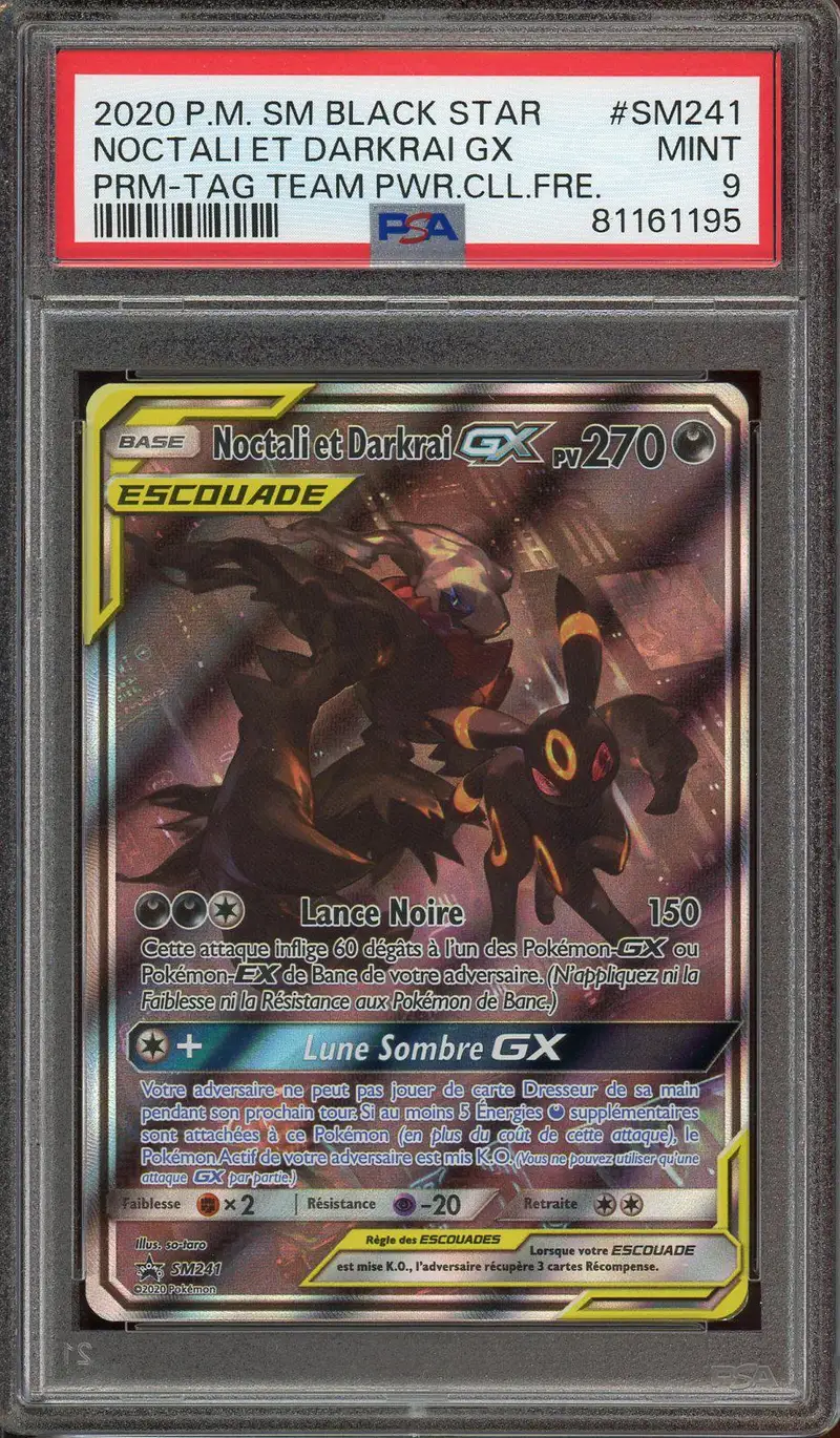 PSA 9 Noctali et Darkrai Gx
