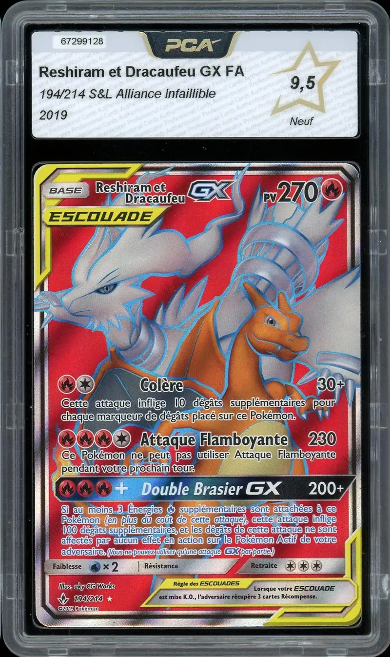PCA 9.5 Reshiram et Dracaufeu Gx