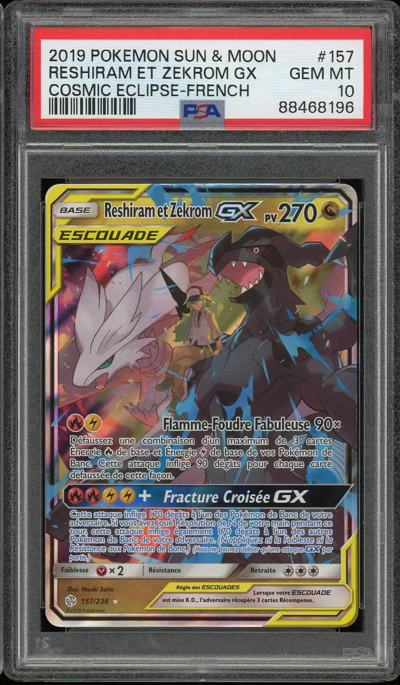 PSA 10 Reshiram et Zekrom Gx
