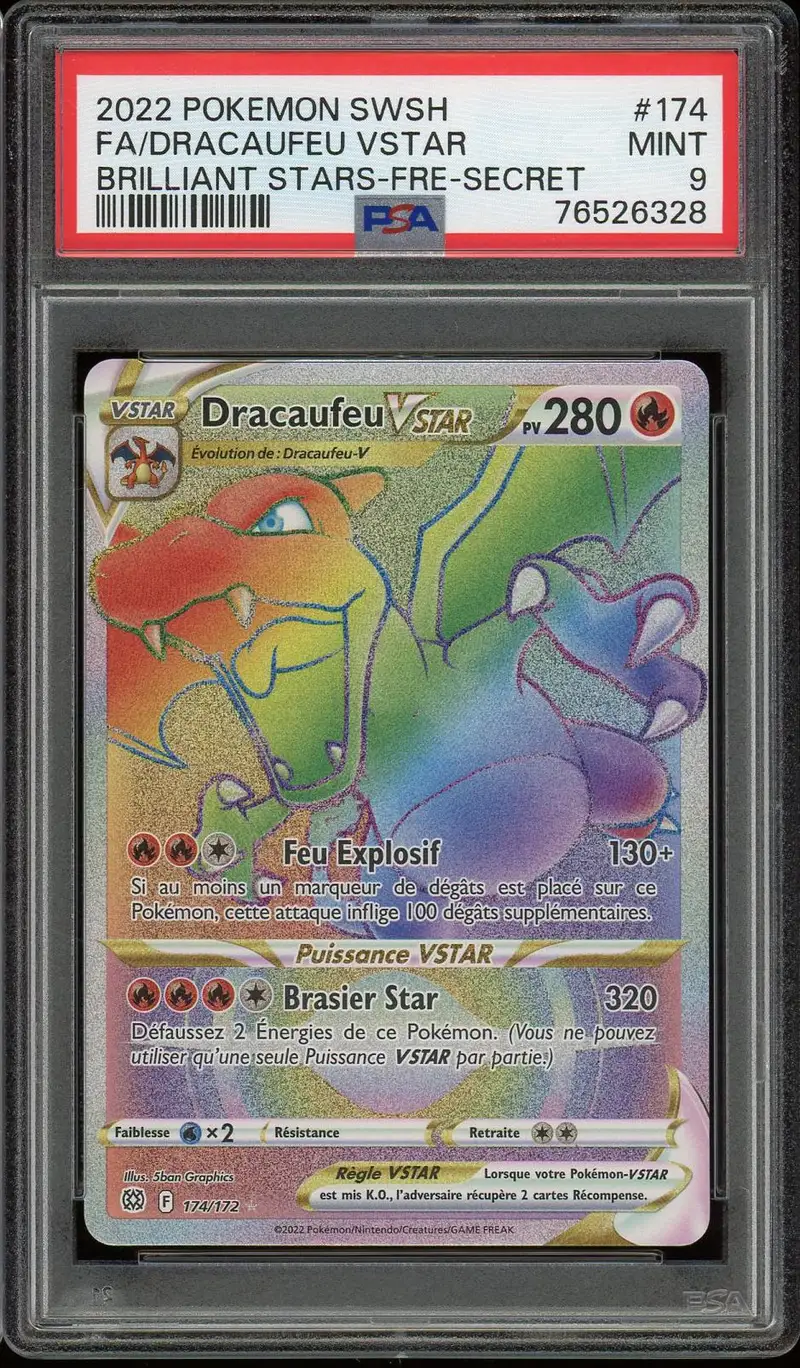 PSA 9 Dracaufeu VStar Rainbow