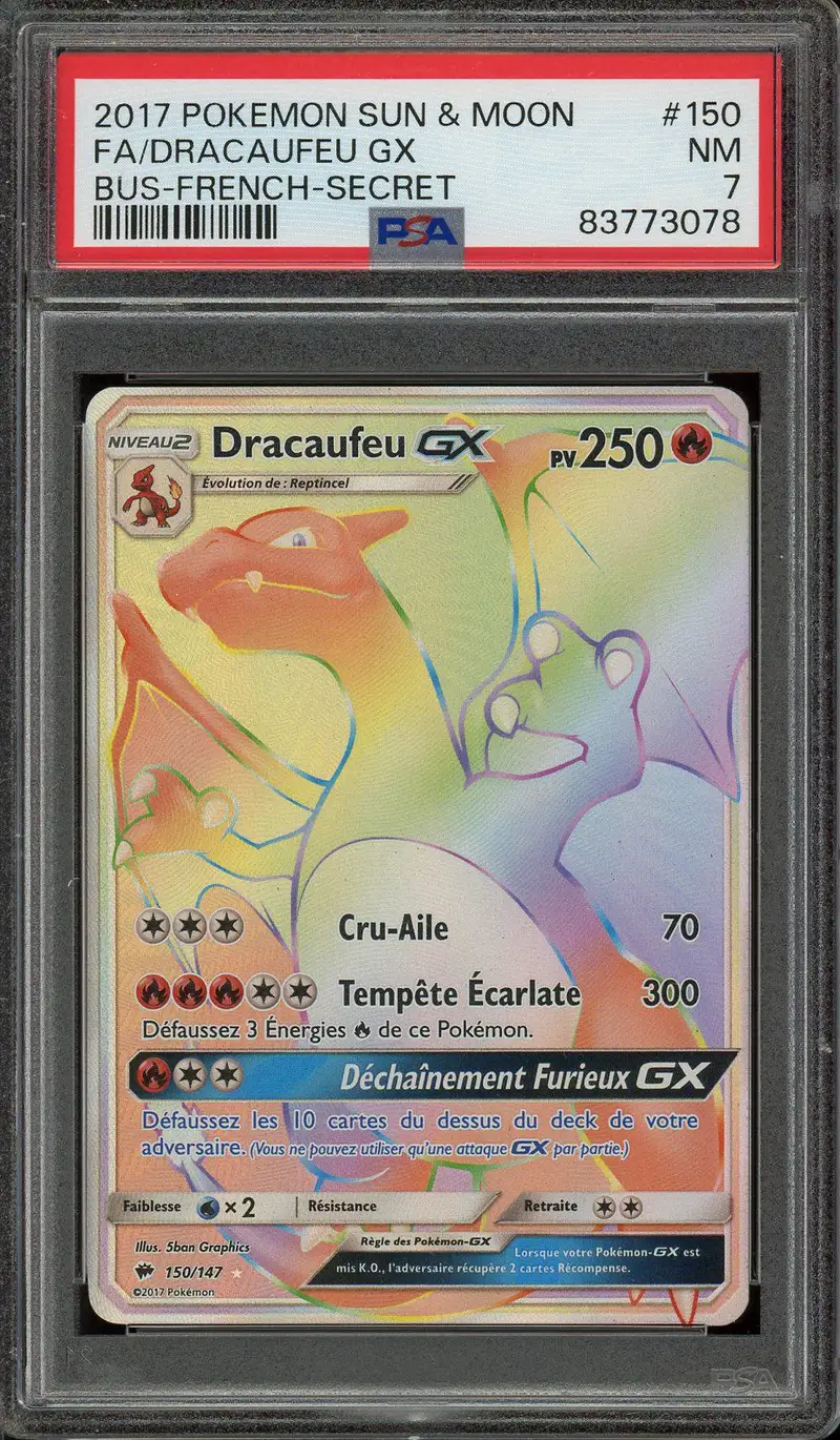 PSA 7 Dracaufeu Gx Rainbow