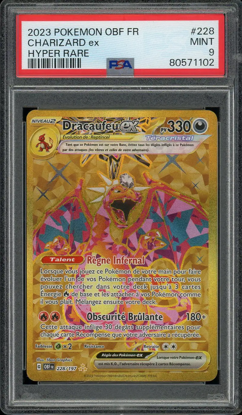PSA 9 Dracaufeu Ex Gold