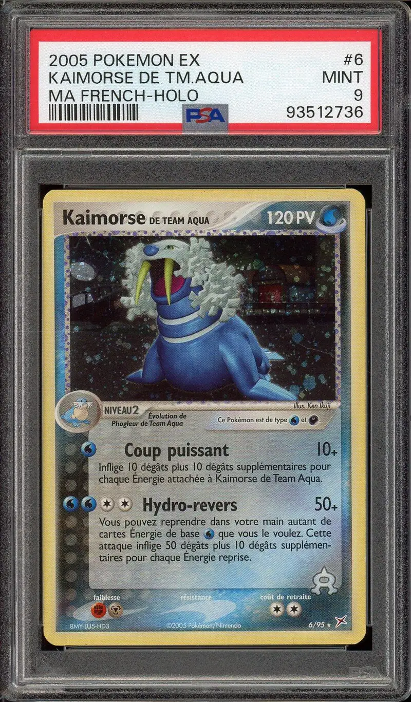 PSA 9 Kaimorse de Team Aqua Holo