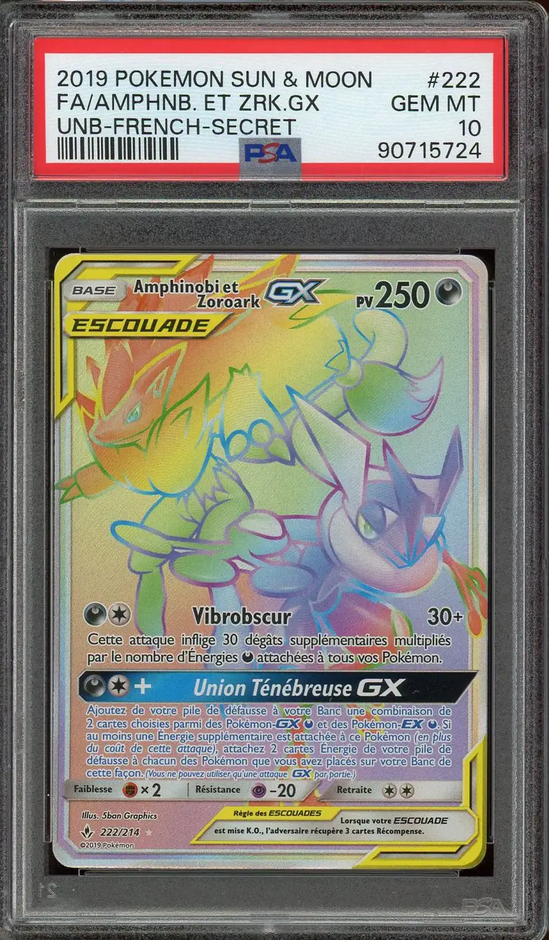 PSA 10 Amphinobi et Zoroark Gx Rainbow