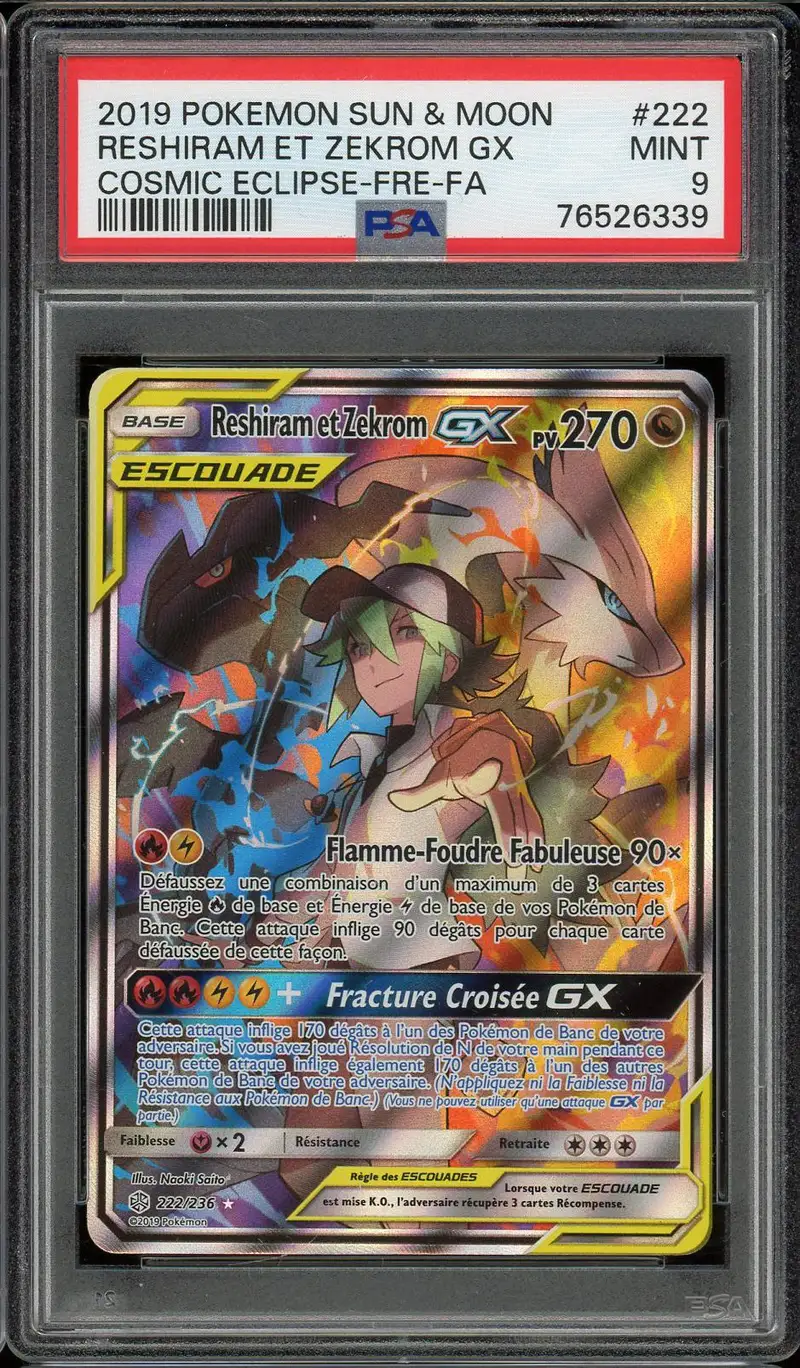 PSA 9 Reshiram et Zekrom Gx