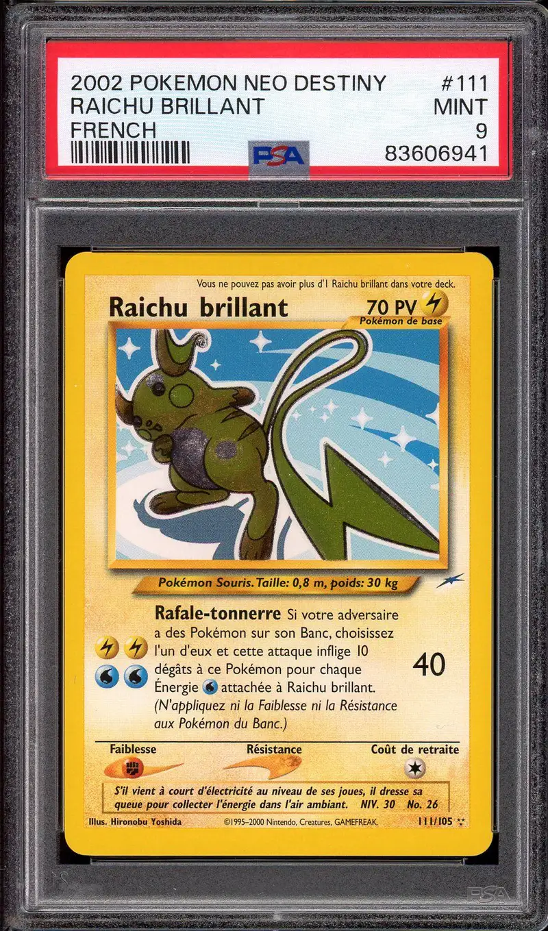PSA 9 Raichu Brillant Holo