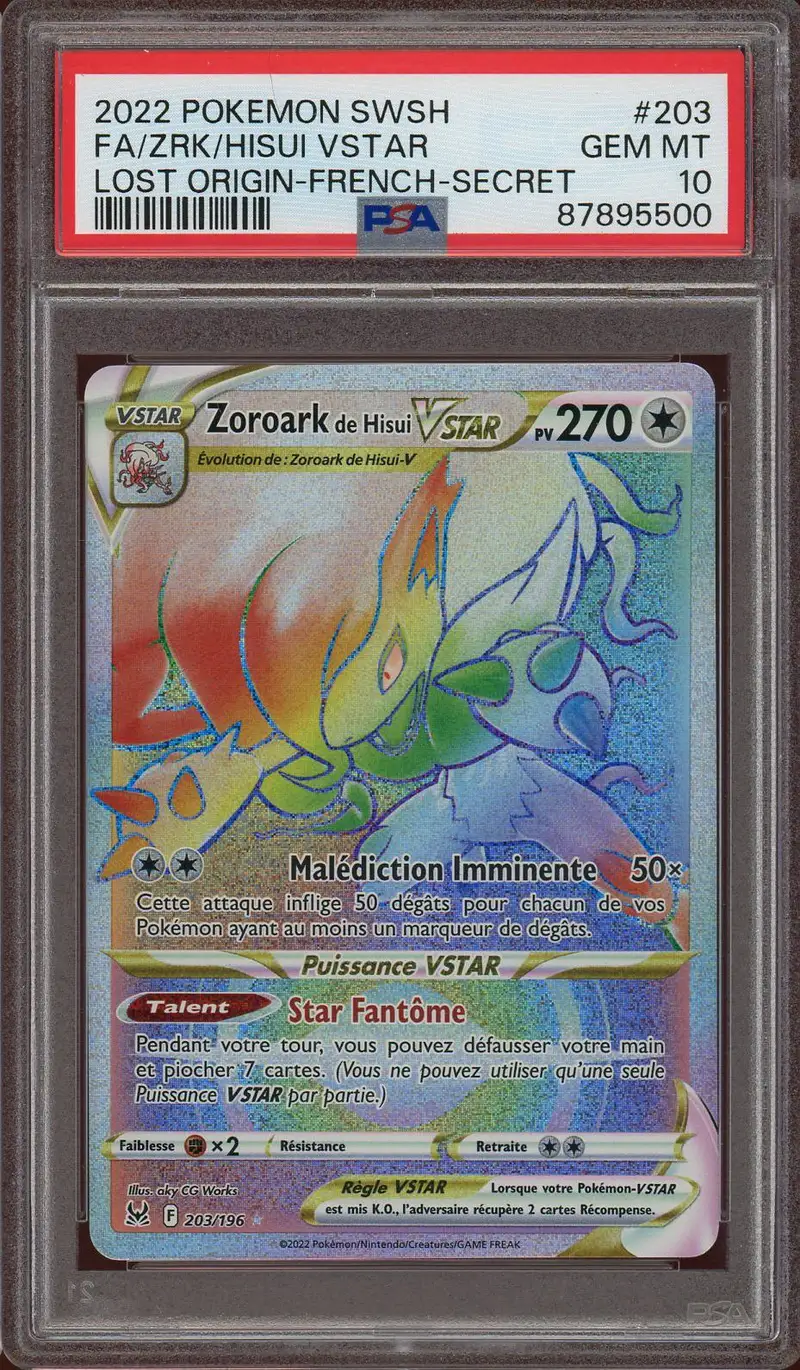 PSA 10 Zoroark de Hisui VStar Rainbow