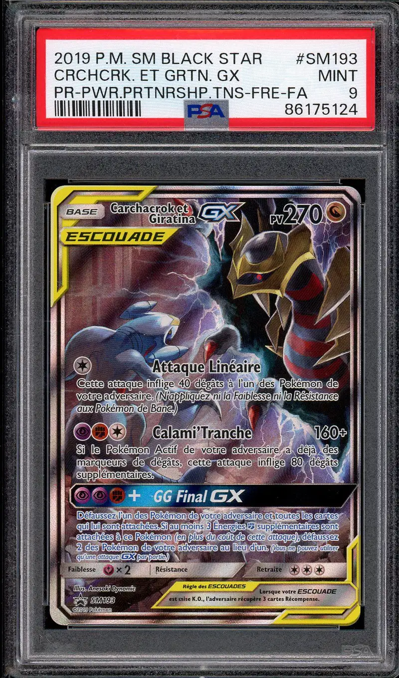 PSA 9 Carchacrok et Giratina Gx