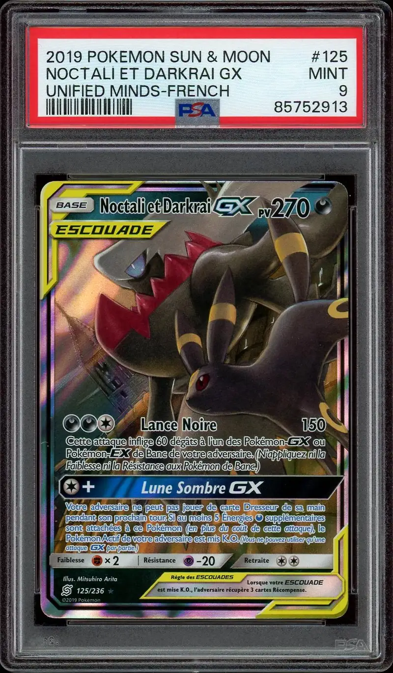 PSA 9 Noctali et Darkrai Gx