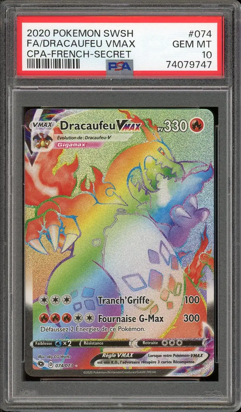 PSA 10 Dracaufeu VMax Rainbow