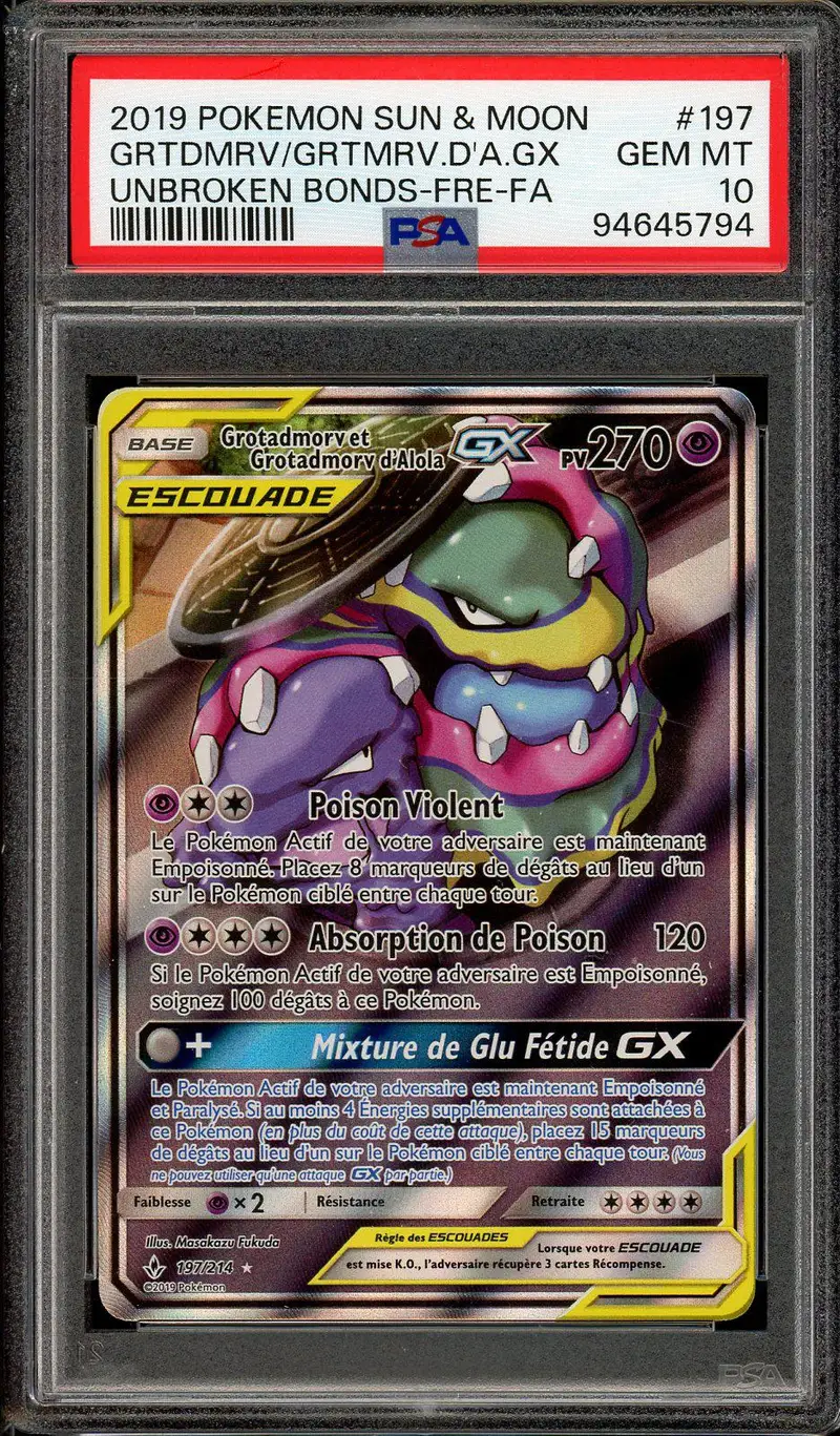 PSA 10 Grotadmorv et Grotadmorv d'Alola Gx