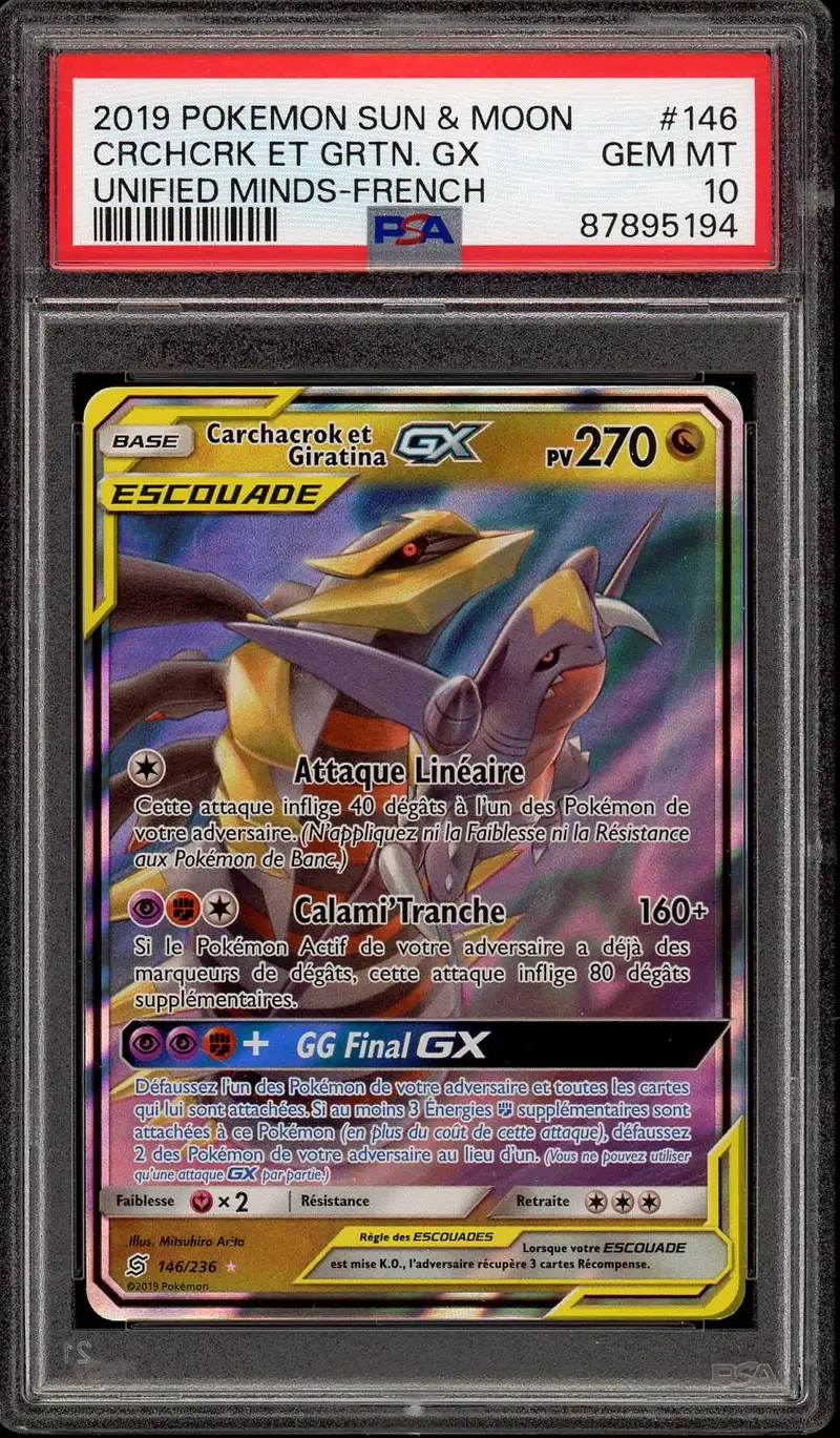 PSA 10 Carchacrok et Giratina Gx