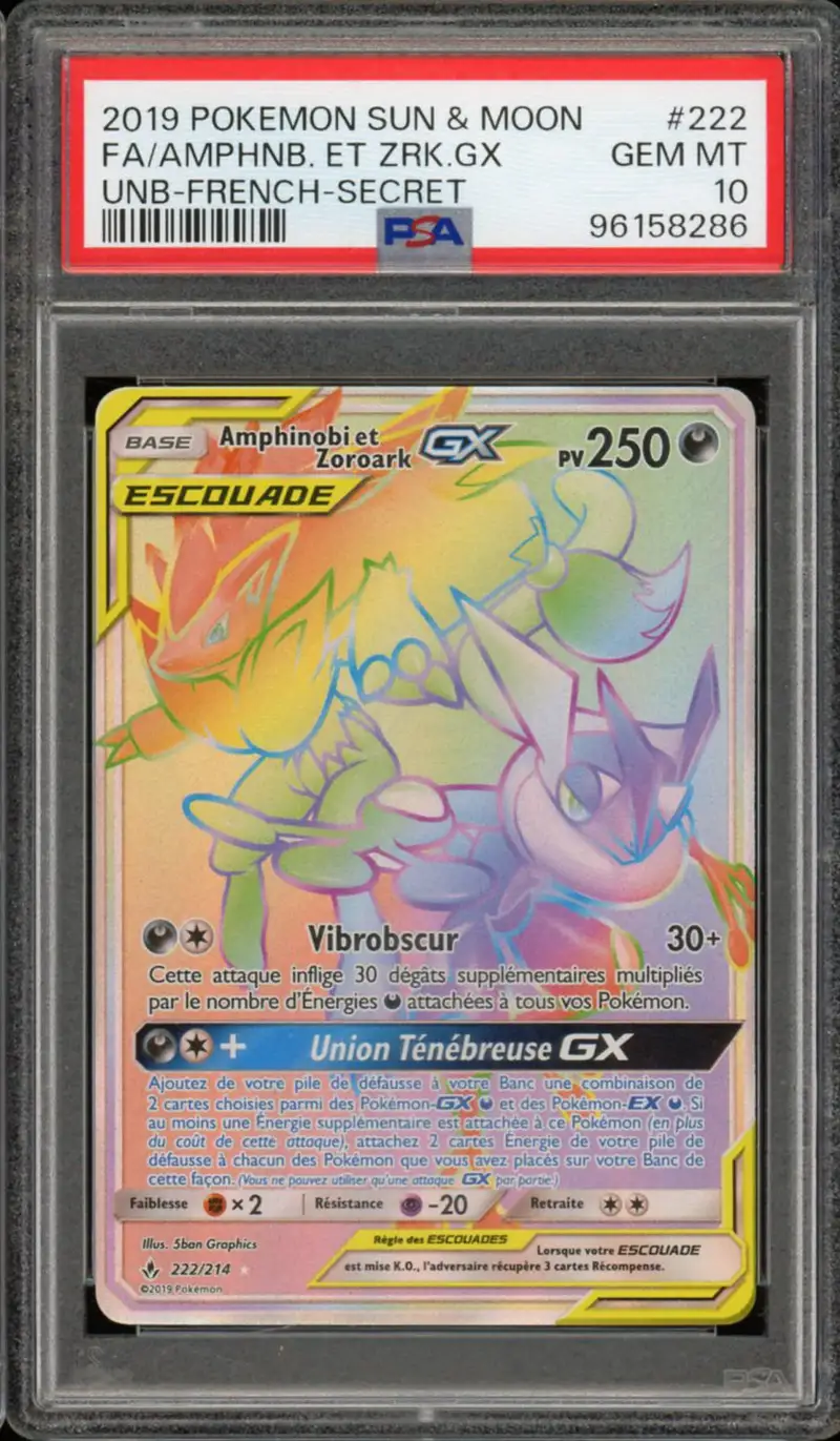 PSA 10 Amphinobi et Zoroark Gx Rainbow