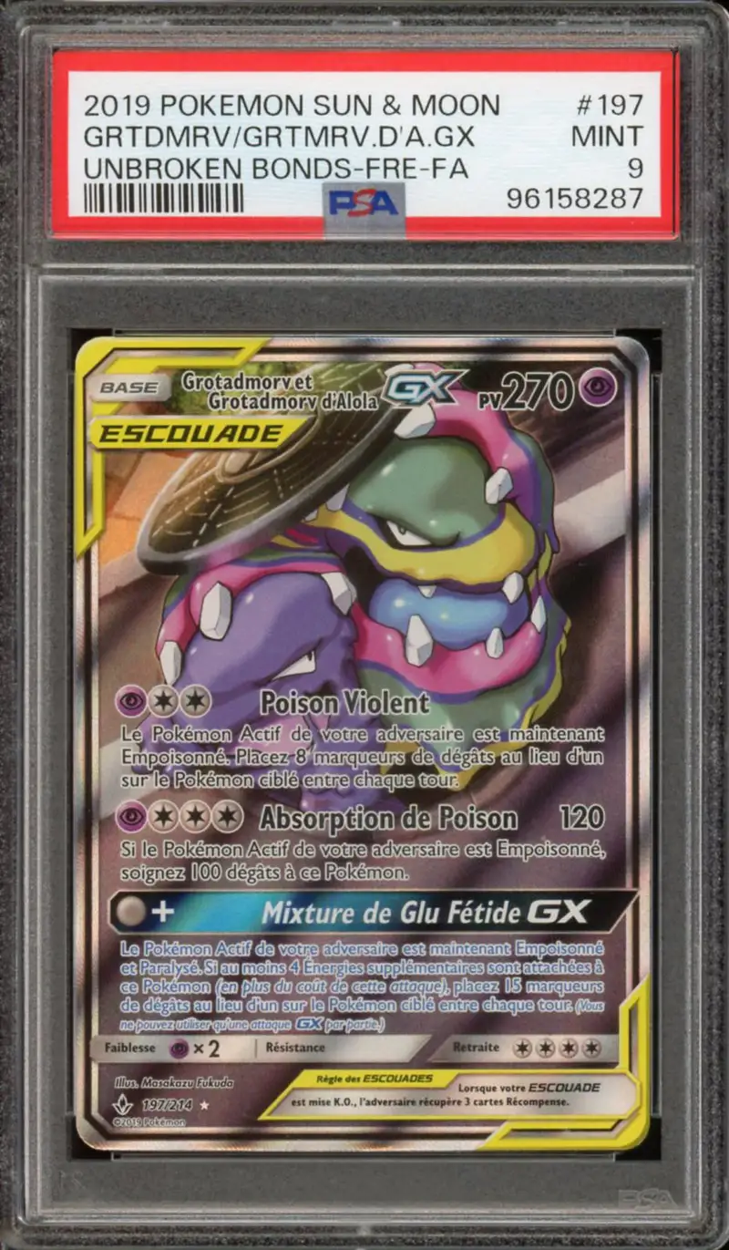 PSA 9 Grotadmorv et Grotadmorv d'Alola Gx