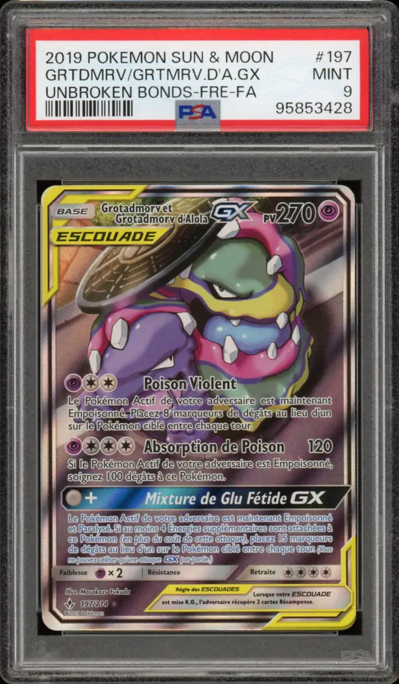 PSA 9 Grotadmorv et Grotadmorv d'Alola Gx