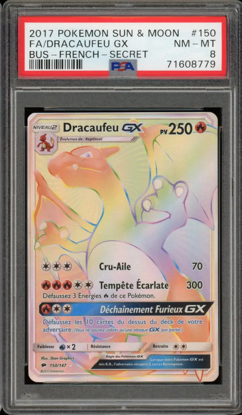 PSA 8 Dracaufeu Gx Rainbow