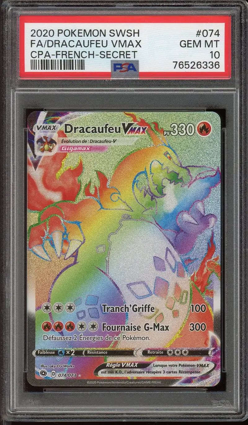 PSA 10 Dracaufeu VMax Rainbow