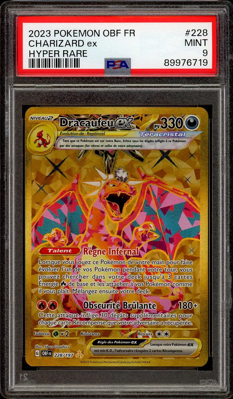 PSA 9 Dracaufeu Ex Gold