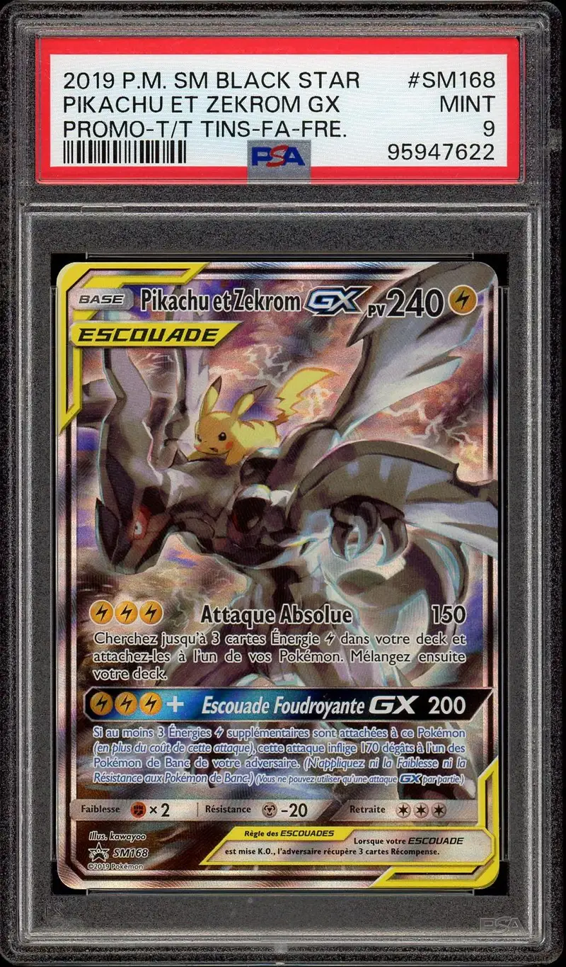 PSA 9 Pikachu et Zekrom Gx