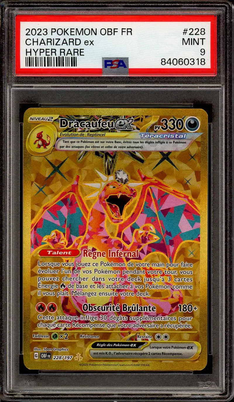 PSA 9 Dracaufeu Ex Gold
