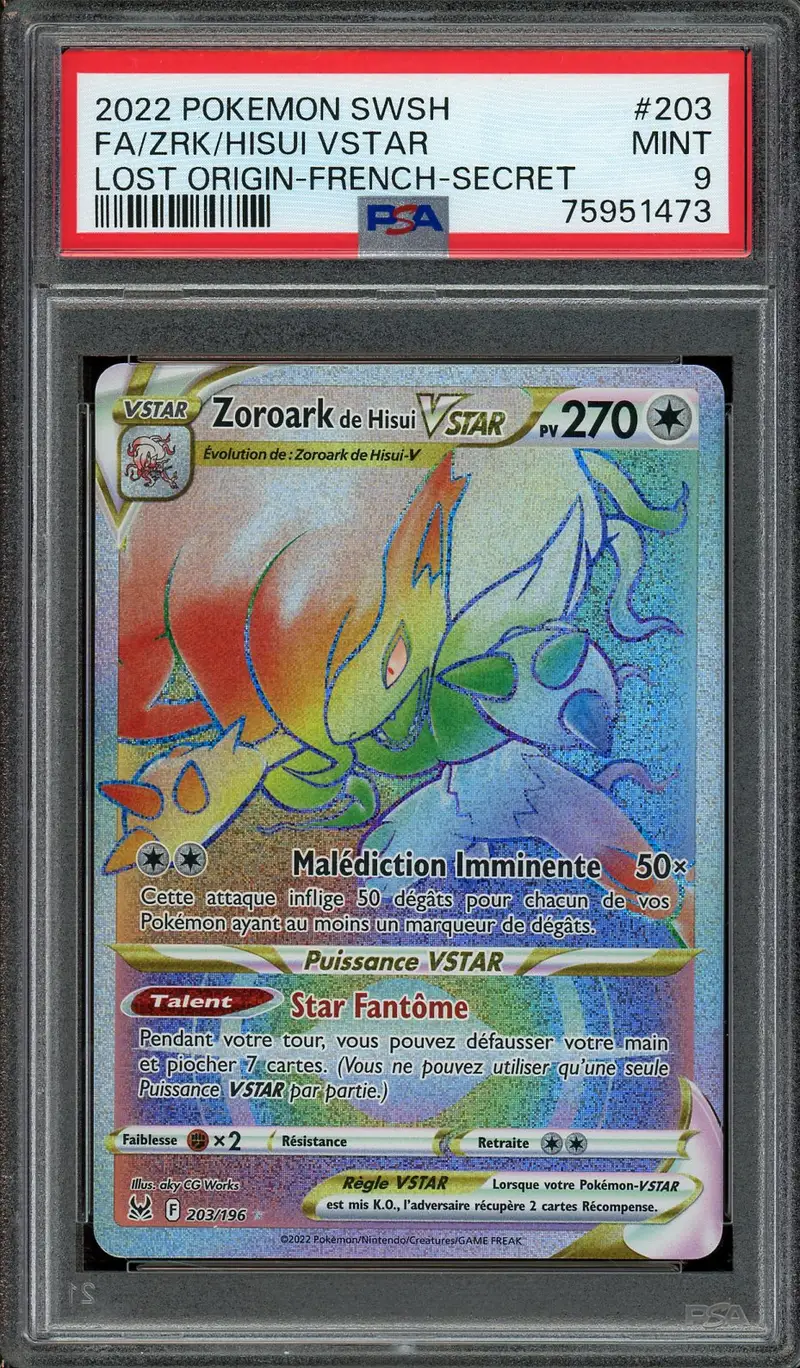 PSA 9 Zoroark de Hisui VStar Rainbow