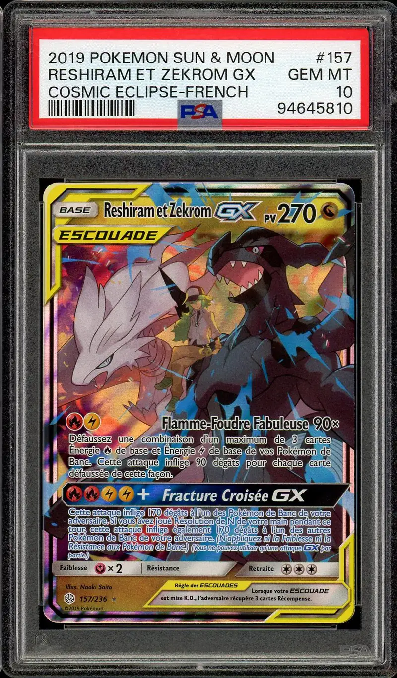 PSA 10 Reshiram et Zekrom Gx