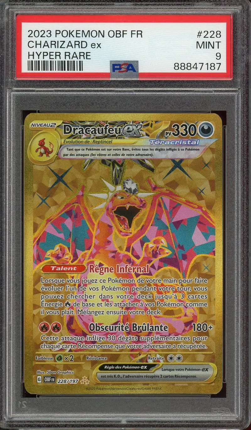 PSA 9 Dracaufeu Ex Gold