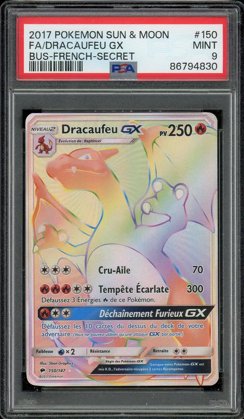 PSA 9 Dracaufeu Gx Rainbow